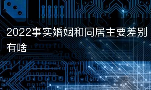 2022事实婚姻和同居主要差别有啥