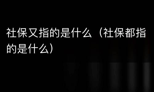 社保又指的是什么（社保都指的是什么）