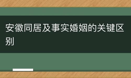 安徽同居及事实婚姻的关键区别