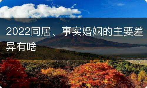 2022同居、事实婚姻的主要差异有啥