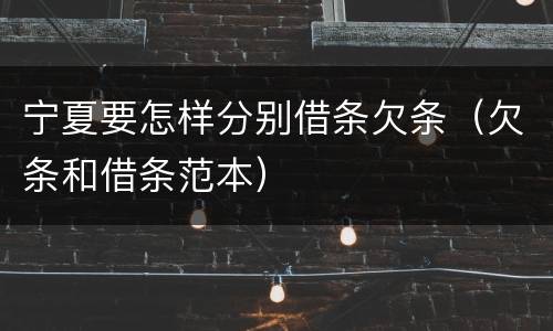 宁夏要怎样分别借条欠条（欠条和借条范本）