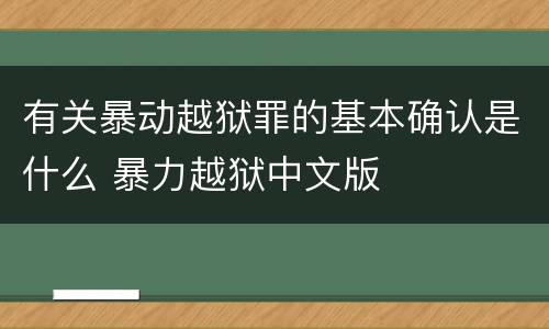 有关暴动越狱罪的基本确认是什么 暴力越狱中文版