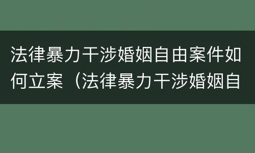 法律暴力干涉婚姻自由案件如何立案（法律暴力干涉婚姻自由案件如何立案的）