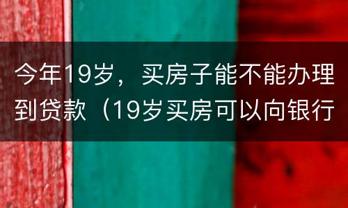 今年19岁，买房子能不能办理到贷款（19岁买房可以向银行贷款吗）