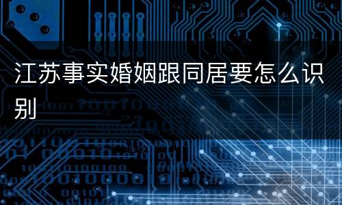江苏事实婚姻跟同居要怎么识别