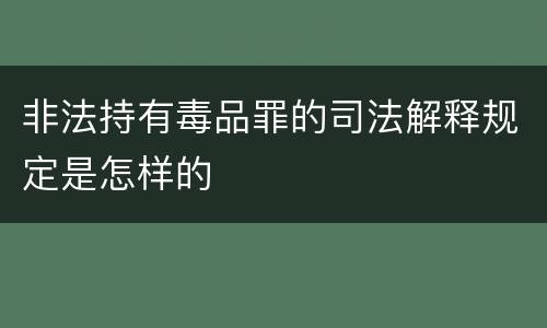 非法持有毒品罪的司法解释规定是怎样的