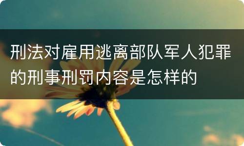 刑法对雇用逃离部队军人犯罪的刑事刑罚内容是怎样的