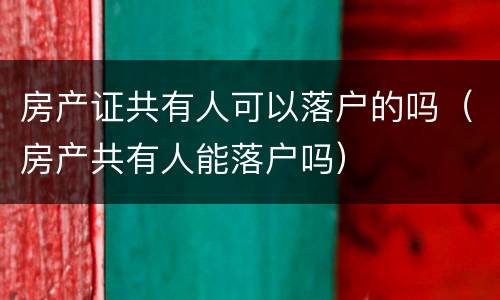 房产证共有人可以落户的吗（房产共有人能落户吗）