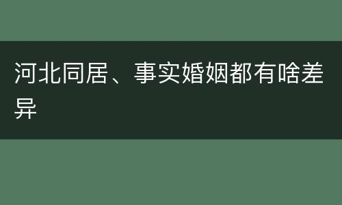 河北同居、事实婚姻都有啥差异