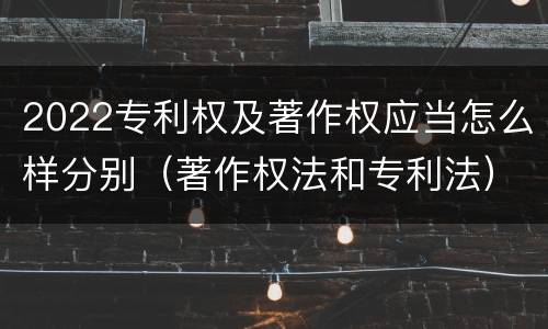 2022专利权及著作权应当怎么样分别（著作权法和专利法）