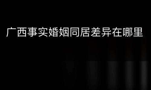 广西事实婚姻同居差异在哪里