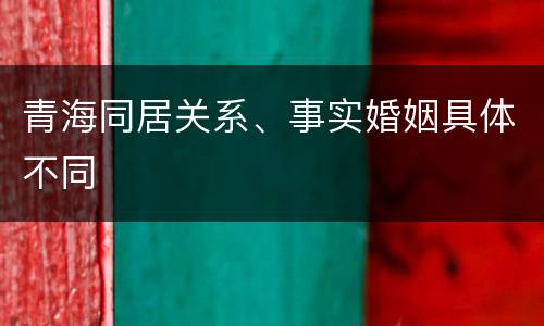 青海同居关系、事实婚姻具体不同
