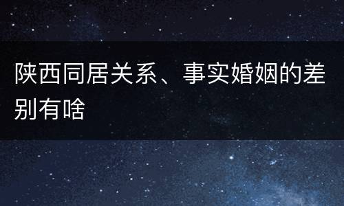 陕西同居关系、事实婚姻的差别有啥