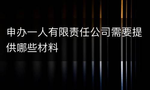 申办一人有限责任公司需要提供哪些材料