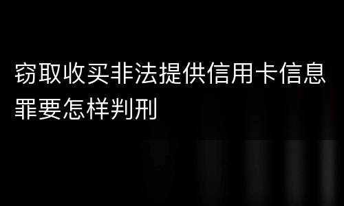 窃取收买非法提供信用卡信息罪要怎样判刑