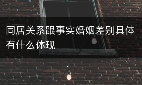同居关系跟事实婚姻差别具体有什么体现