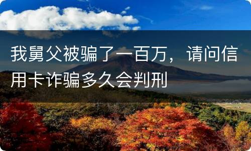 我舅父被骗了一百万，请问信用卡诈骗多久会判刑