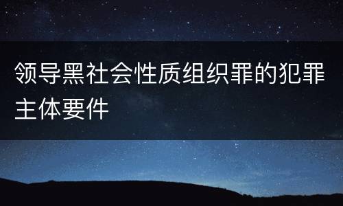 领导黑社会性质组织罪的犯罪主体要件
