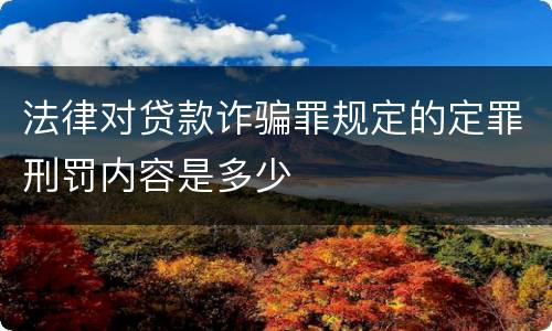 法律对贷款诈骗罪规定的定罪刑罚内容是多少