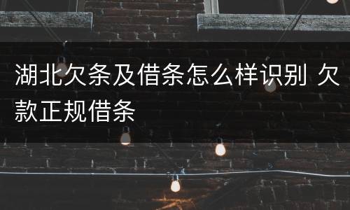 湖北欠条及借条怎么样识别 欠款正规借条