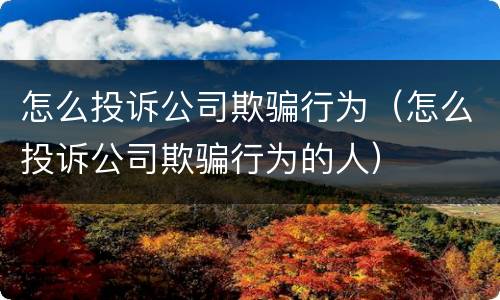 怎么投诉公司欺骗行为（怎么投诉公司欺骗行为的人）