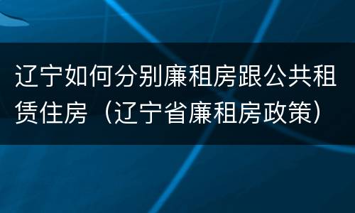 辽宁如何分别廉租房跟公共租赁住房（辽宁省廉租房政策）