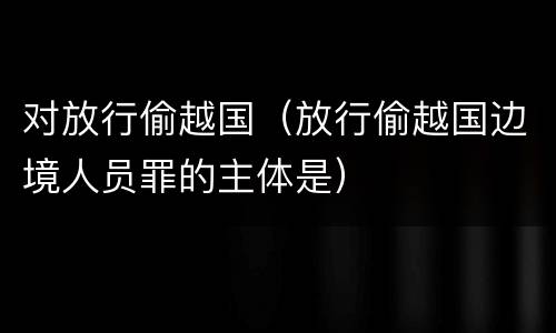 对放行偷越国（放行偷越国边境人员罪的主体是）