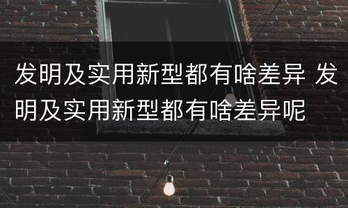 发明及实用新型都有啥差异 发明及实用新型都有啥差异呢