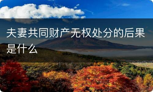 夫妻共同财产无权处分的后果是什么
