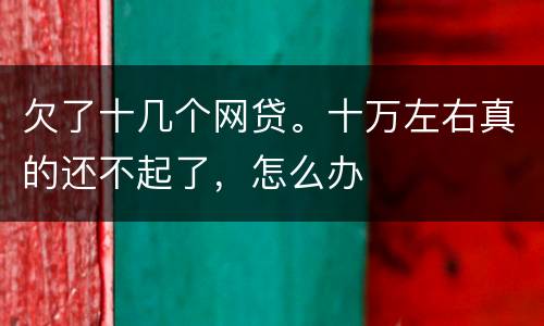 欠了十几个网贷。十万左右真的还不起了，怎么办