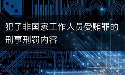 犯了非国家工作人员受贿罪的刑事刑罚内容