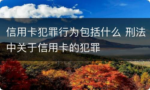 信用卡犯罪行为包括什么 刑法中关于信用卡的犯罪