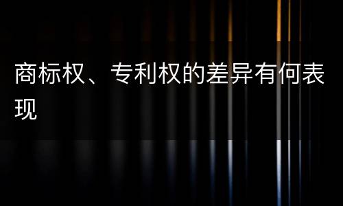 商标权、专利权的差异有何表现