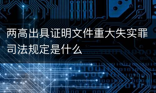 两高出具证明文件重大失实罪司法规定是什么