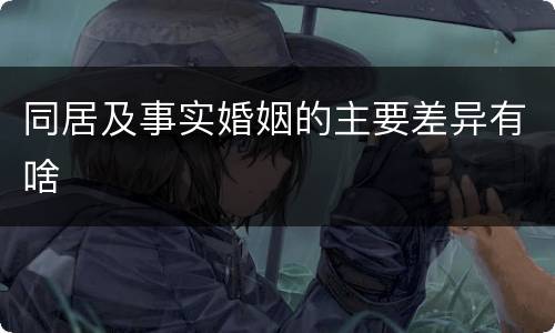 同居及事实婚姻的主要差异有啥