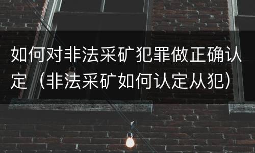 如何对非法采矿犯罪做正确认定（非法采矿如何认定从犯）
