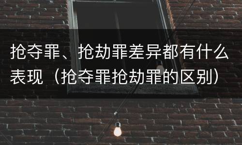 抢夺罪、抢劫罪差异都有什么表现（抢夺罪抢劫罪的区别）