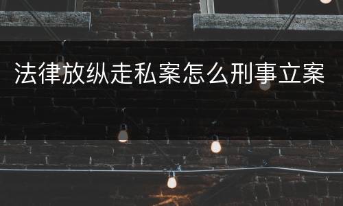法律放纵走私案怎么刑事立案