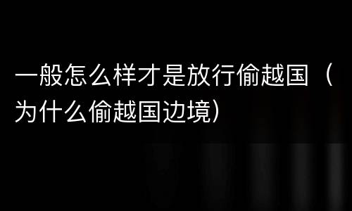 一般怎么样才是放行偷越国（为什么偷越国边境）