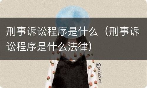 刑事诉讼程序是什么（刑事诉讼程序是什么法律）