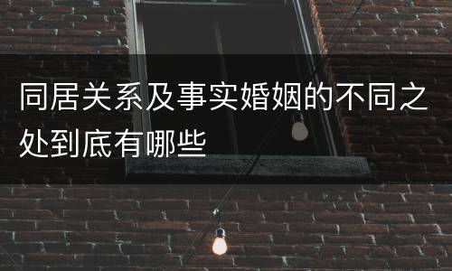 同居关系及事实婚姻的不同之处到底有哪些