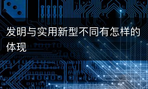 发明与实用新型不同有怎样的体现