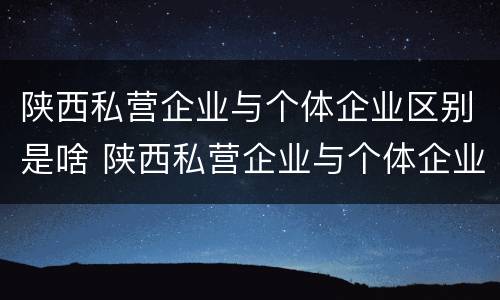 陕西私营企业与个体企业区别是啥 陕西私营企业与个体企业区别是啥呢