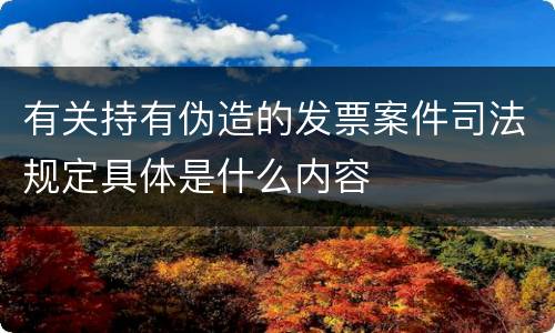 有关持有伪造的发票案件司法规定具体是什么内容