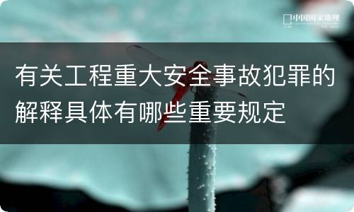 有关工程重大安全事故犯罪的解释具体有哪些重要规定