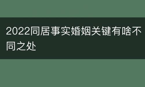 2022同居事实婚姻关键有啥不同之处