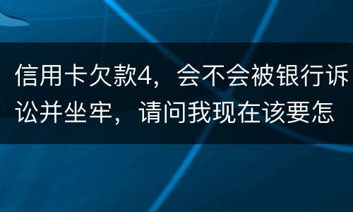 信用卡欠款4，会不会被银行诉讼并坐牢，请问我现在该要怎样办