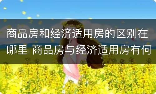 商品房和经济适用房的区别在哪里 商品房与经济适用房有何区别