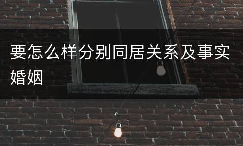 要怎么样分别同居关系及事实婚姻