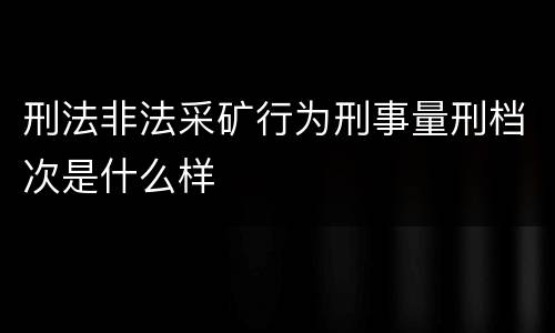 刑法非法采矿行为刑事量刑档次是什么样